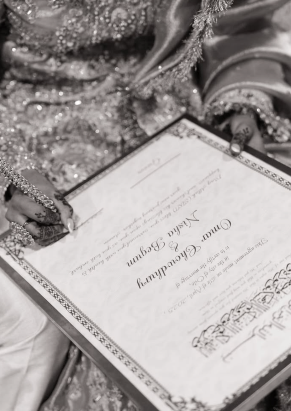 Wedding certificate detail photographed by Pamila
